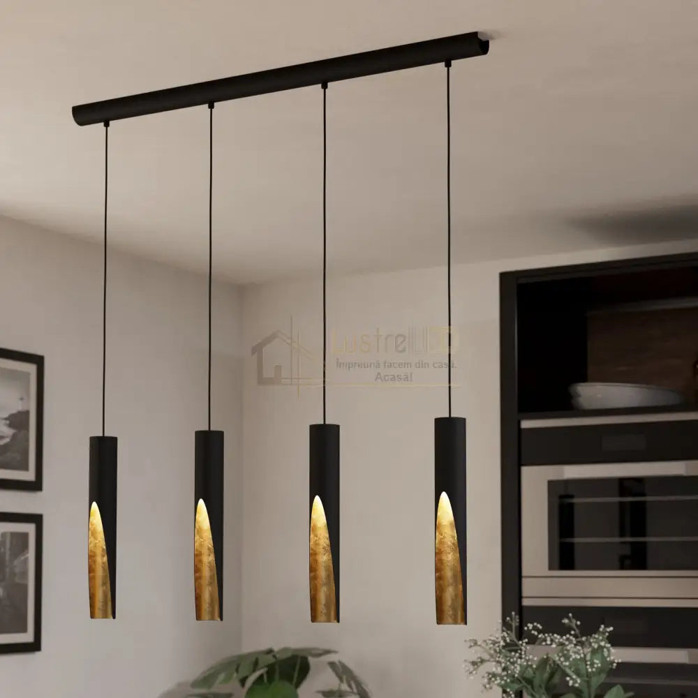 Lustra Suspendată BARBOTTO Black & Gold 110CM NEGRU + AURIU / SUSPENDATE / 110CM Chandeliers