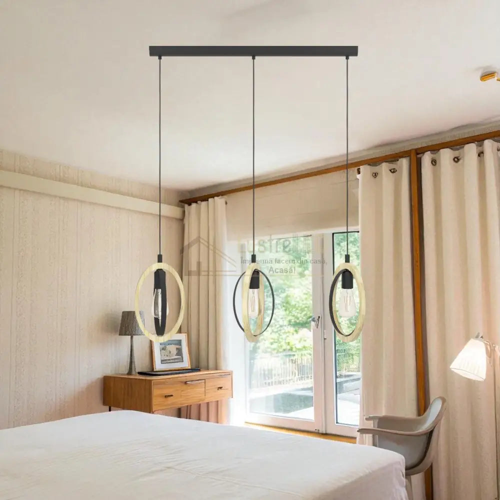 Lustra Suspendata BASILDON Nature Black 110CM NEAGRA / VINTAGE SI RETRO DESIGN / 110CM Chandeliers