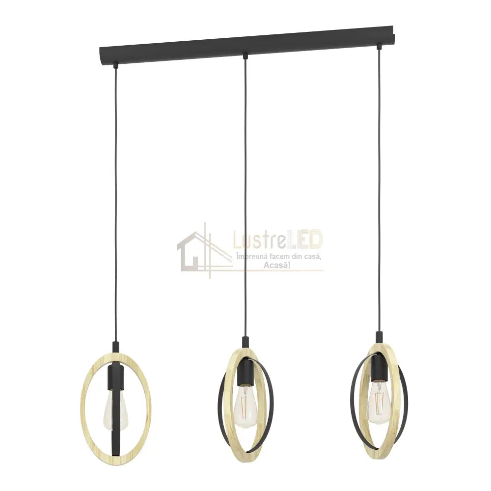 Lustra Suspendata BASILDON Nature Black 110CM NEAGRA / VINTAGE SI RETRO DESIGN / 110CM Chandeliers