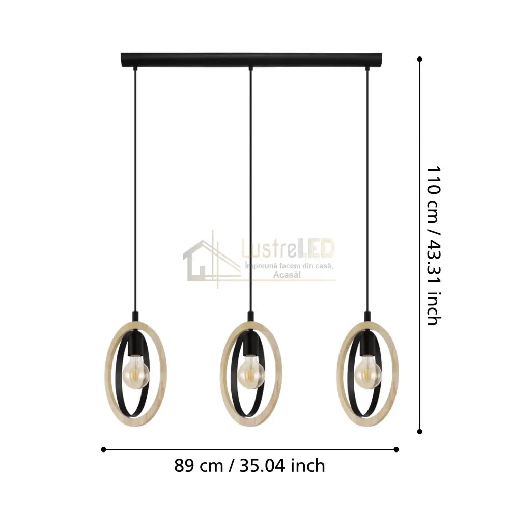 Lustra Suspendata BASILDON Nature Black 110CM NEAGRA / VINTAGE SI RETRO DESIGN / 110CM Chandeliers