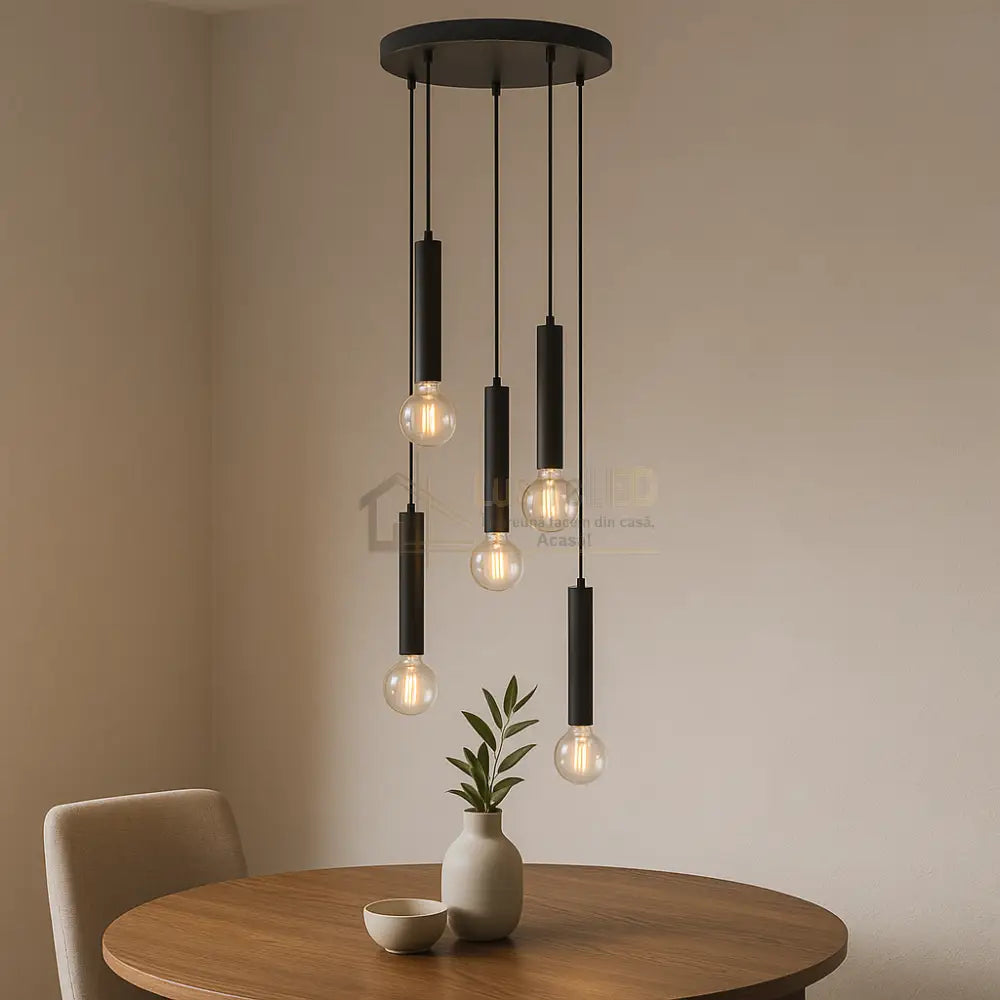 Lustra Suspendata BLACK DROP 5xE27 NEAGRA / SUSPENDATE Chandeliers