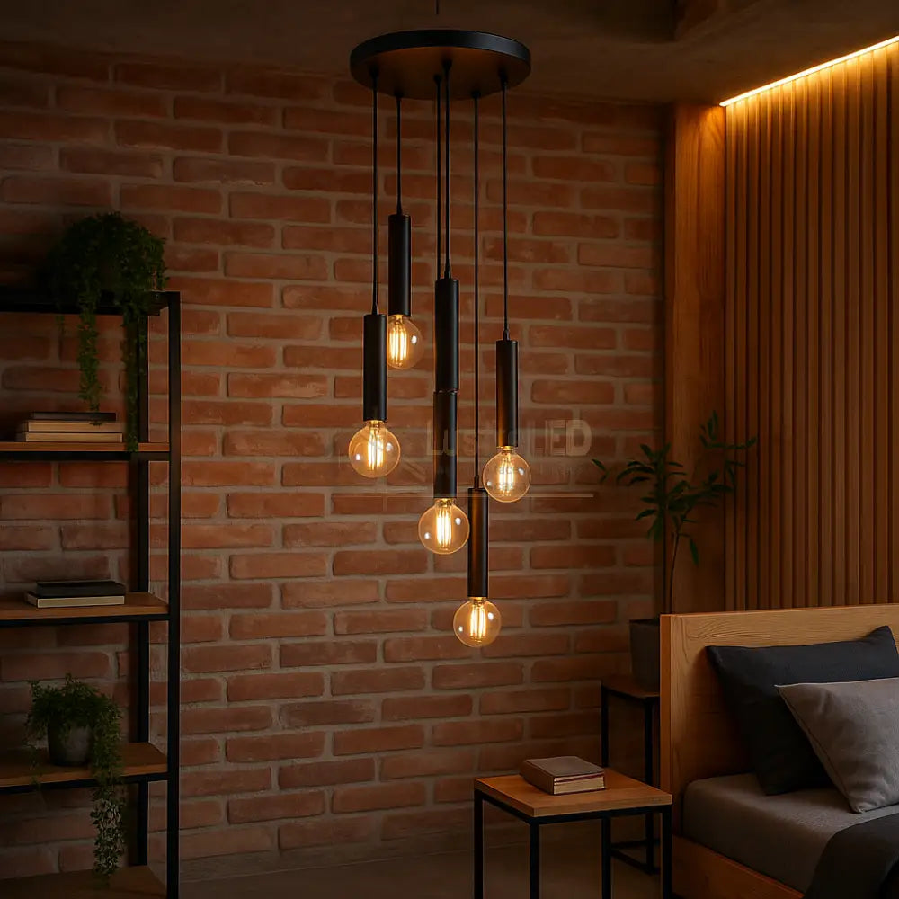 Lustra Suspendata BLACK DROP 5xE27 NEAGRA / SUSPENDATE Chandeliers