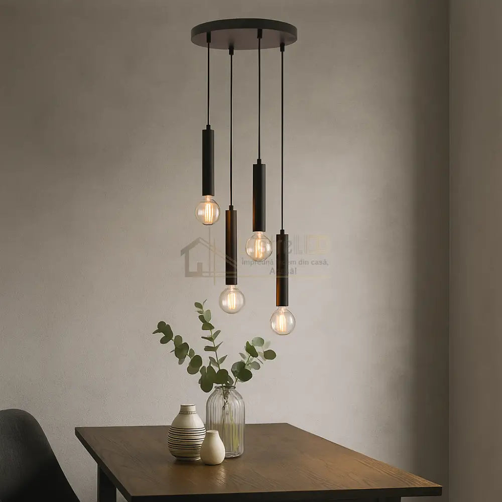 Lustra Suspendata BLACK DROP 5xE27 NEAGRA / SUSPENDATE Chandeliers