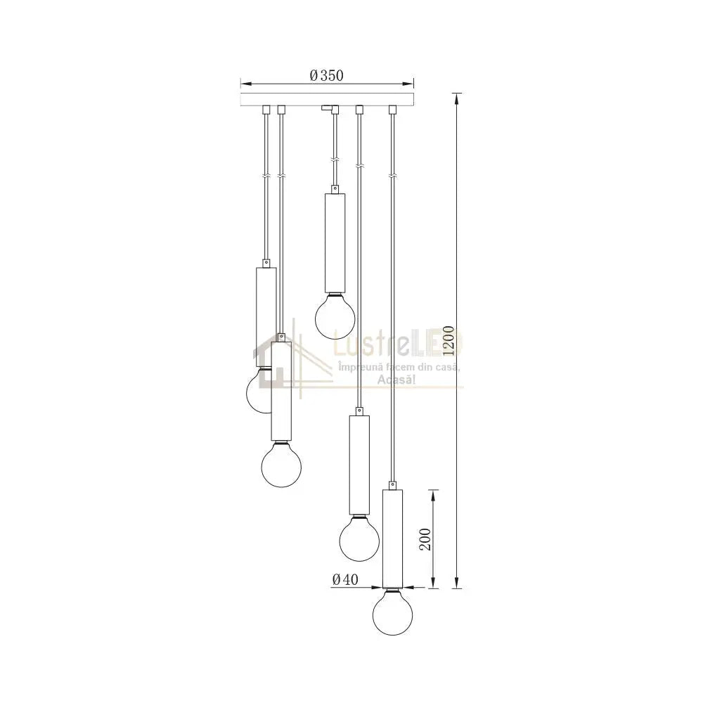 Lustra Suspendata BLACK DROP 5xE27 NEAGRA / SUSPENDATE Chandeliers