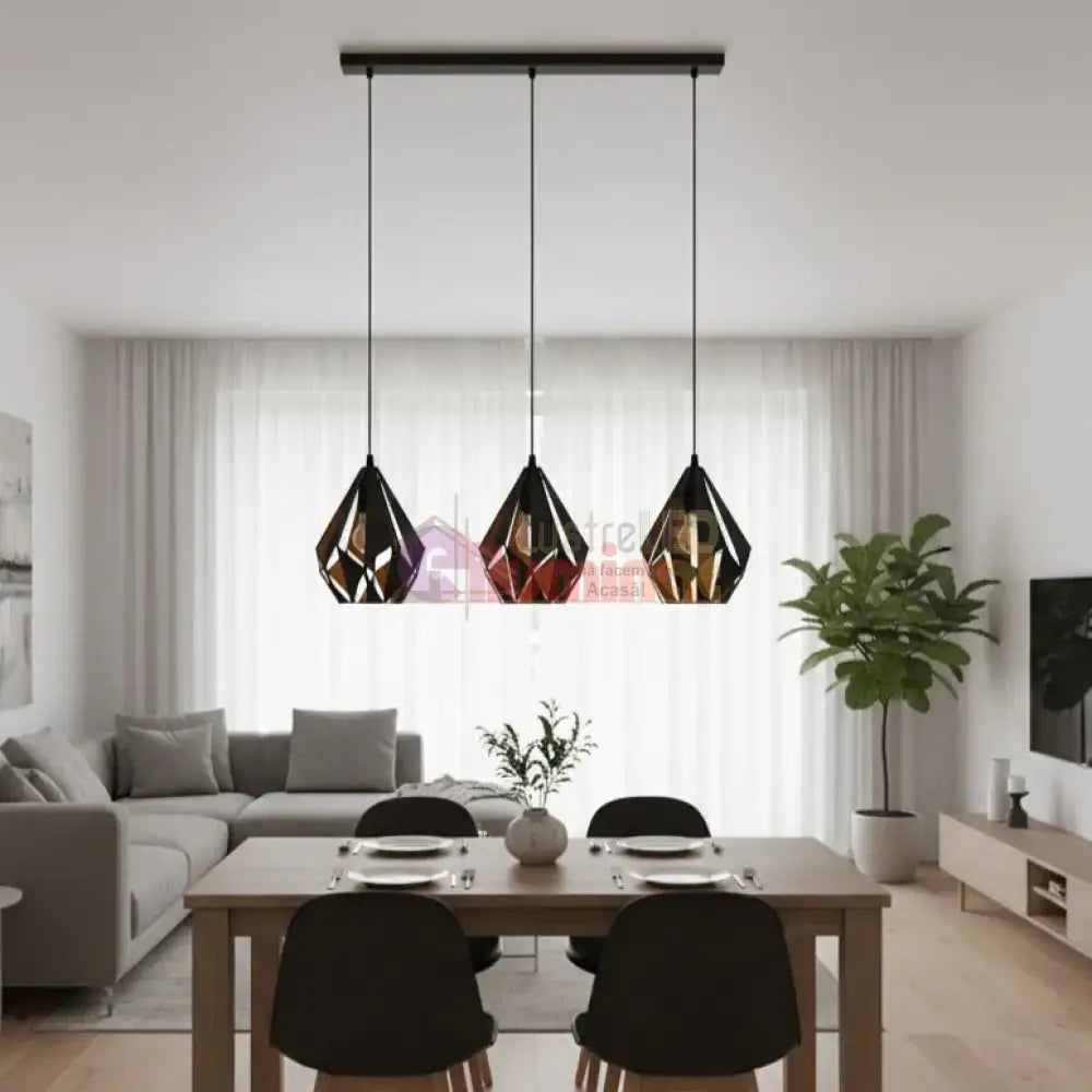 Lustra Suspendata CARLTON 1 Black 110CM NEAGRA / VINTAGE SI RETRO DESIGN / 110CM Chandeliers