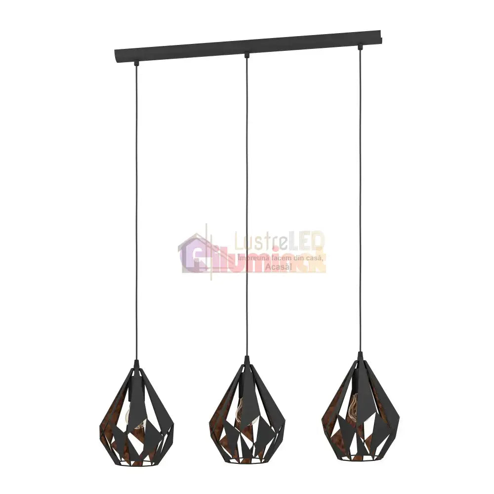 Lustra Suspendata CARLTON 1 Black 110CM NEAGRA / VINTAGE SI RETRO DESIGN / 110CM Chandeliers