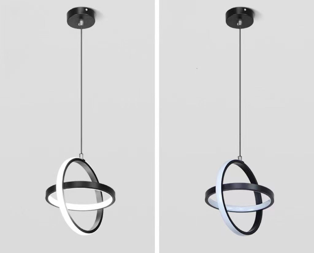 Lustra LED Suspendata INFINITY RINGS Black Echivalent 200W