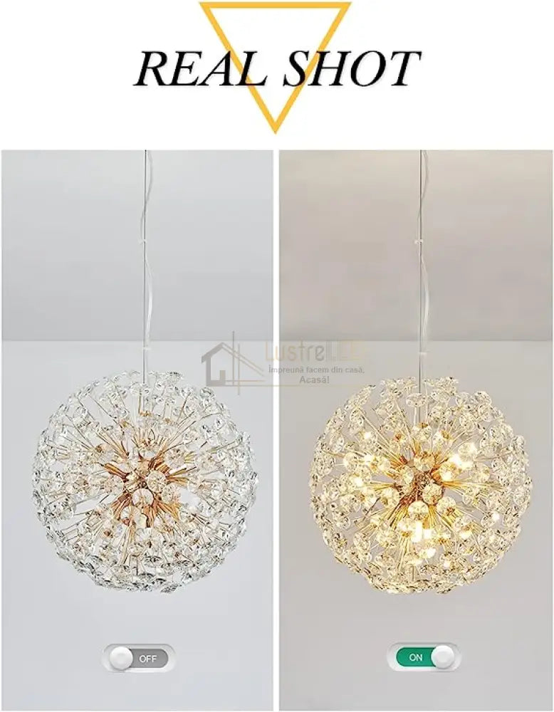 Lustra Suspendata Crystal Dandelion Gold Chandeliers