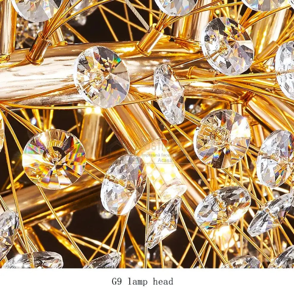 Lustra Suspendata Crystal Dandelion Gold Liniar Chandeliers