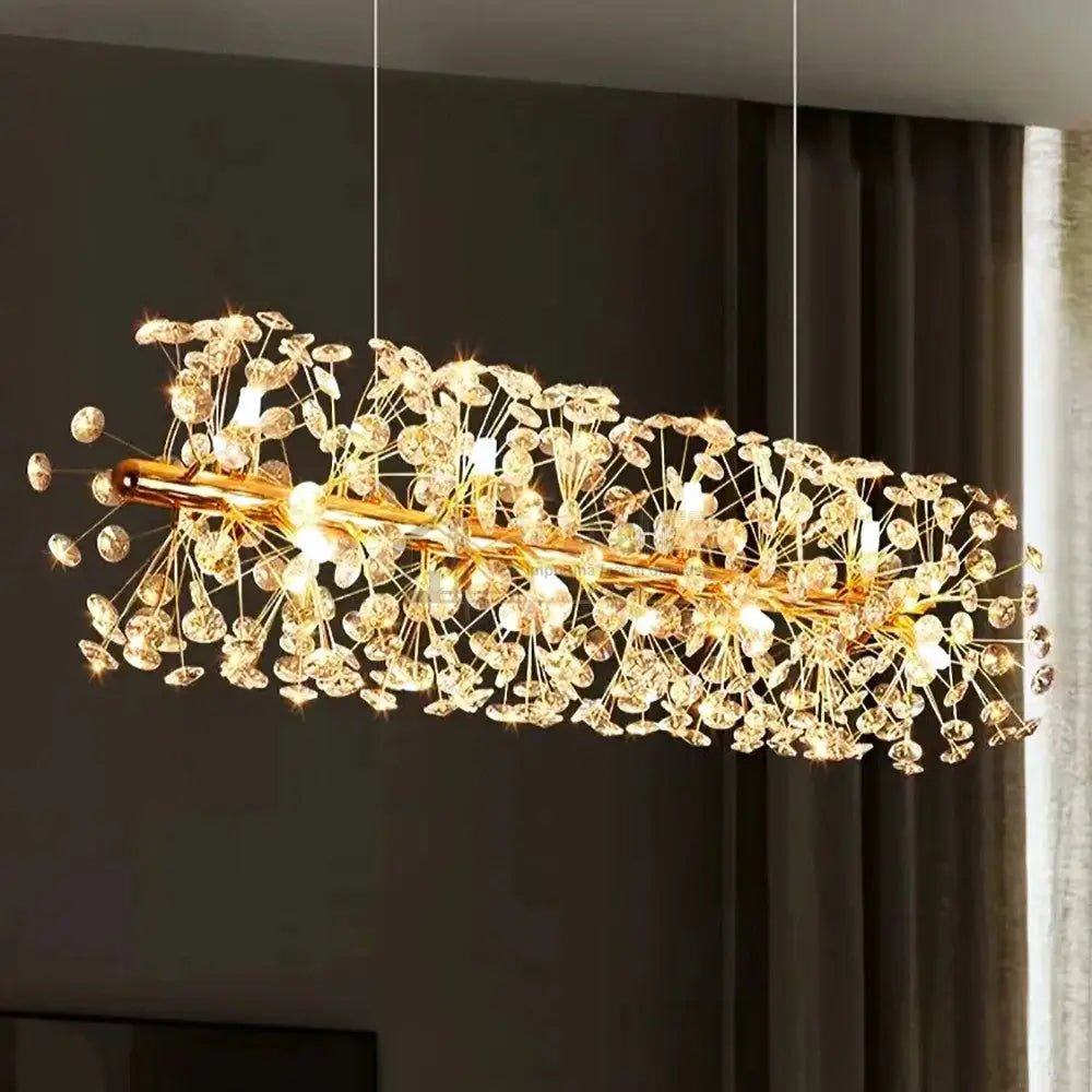 Lustra Suspendata Crystal Dandelion Gold Liniar Chandeliers