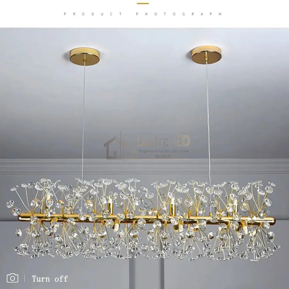 Lustra Suspendata Crystal Dandelion Gold Liniar Chandeliers