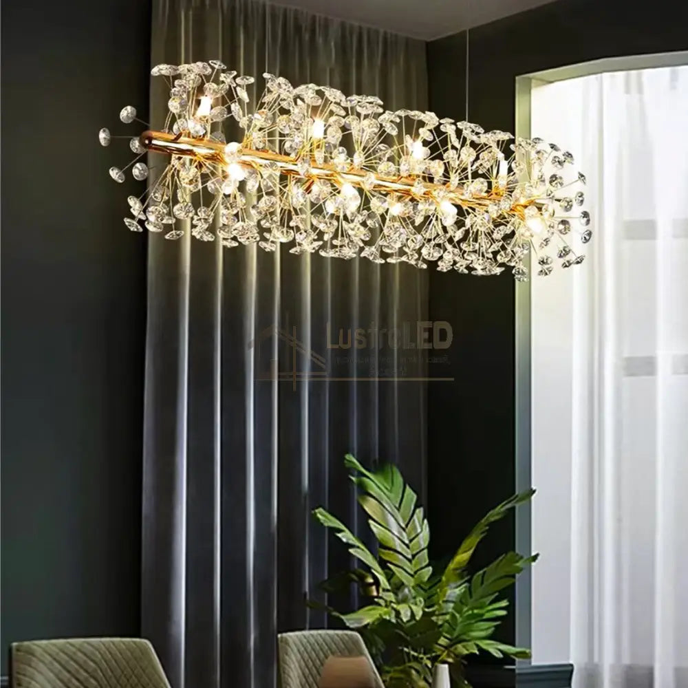 Lustra Suspendata Crystal Dandelion Gold Liniar Chandeliers