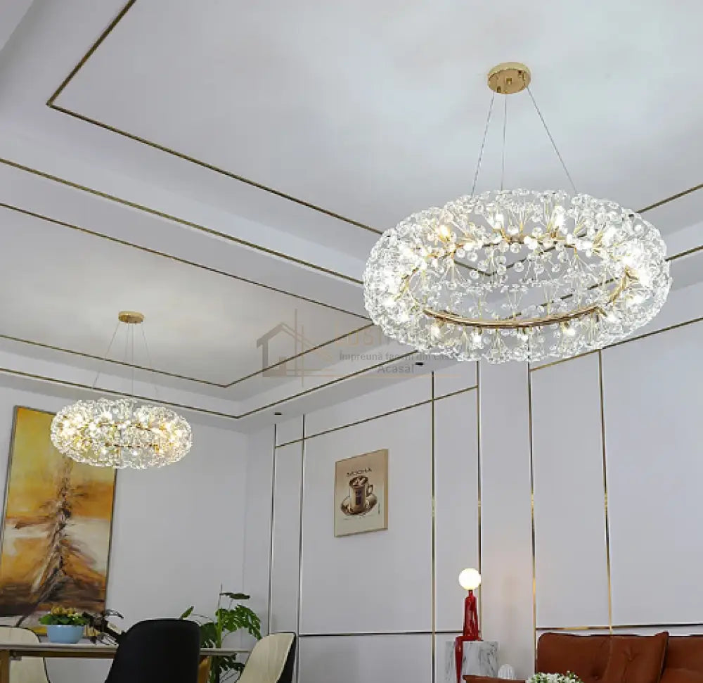 Lustra Suspendata Crystal Dandelion Gold Xxl Chandeliers