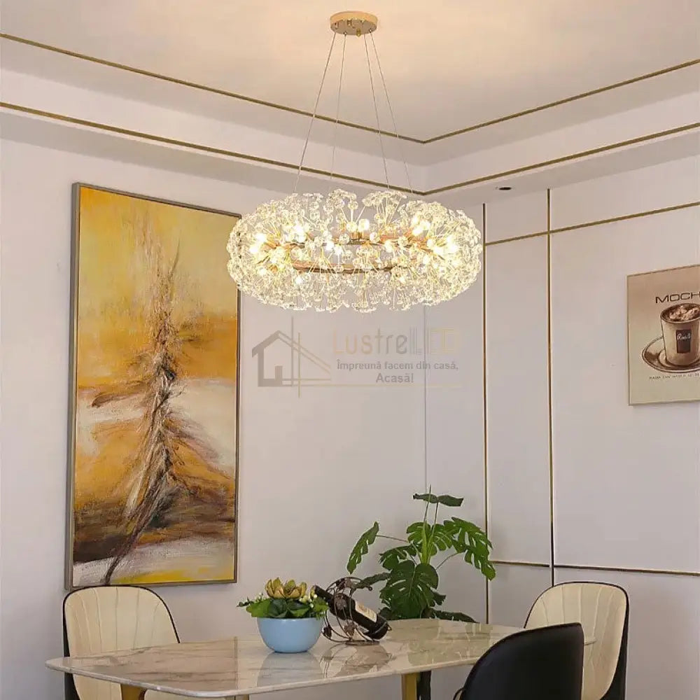 Lustra Suspendata Crystal Dandelion Gold Xxl Chandeliers