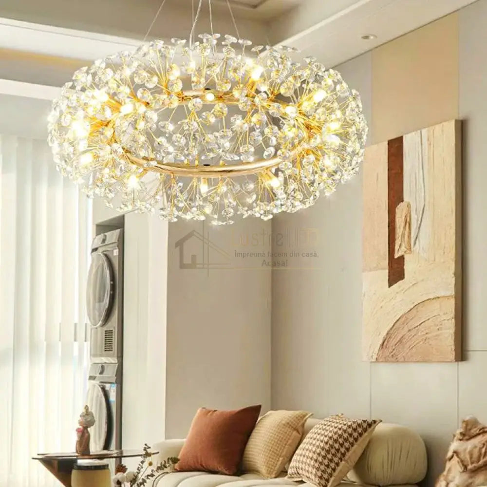 Lustra Suspendata Crystal Dandelion Gold Xxl Chandeliers