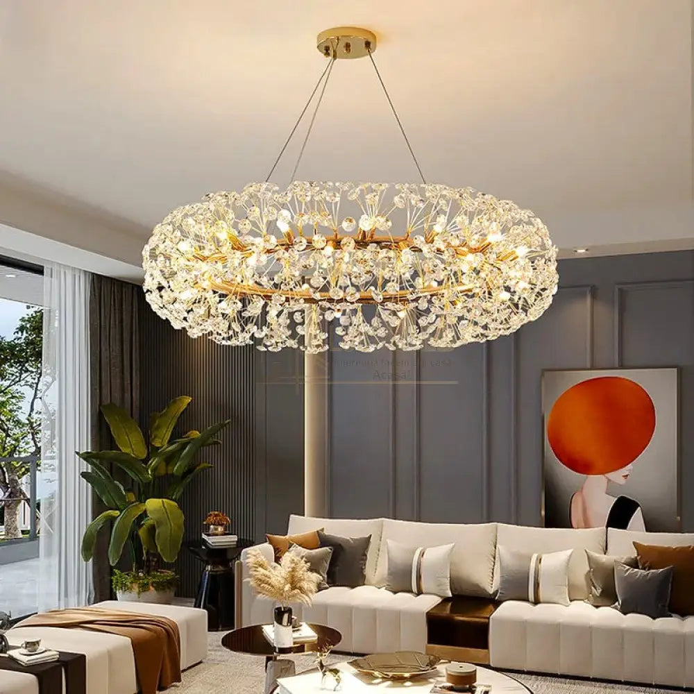 Lustra Suspendata Crystal Dandelion Gold Xxl Chandeliers