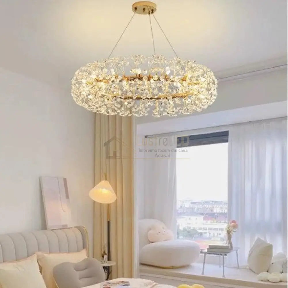 Lustra Suspendata Crystal Dandelion Gold Xxl Chandeliers