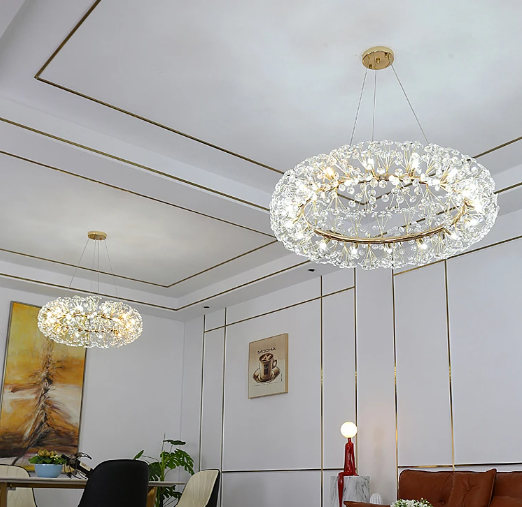 Lustra Suspendata Crystal Dandelion Gold Xxl Lighting Fixtures