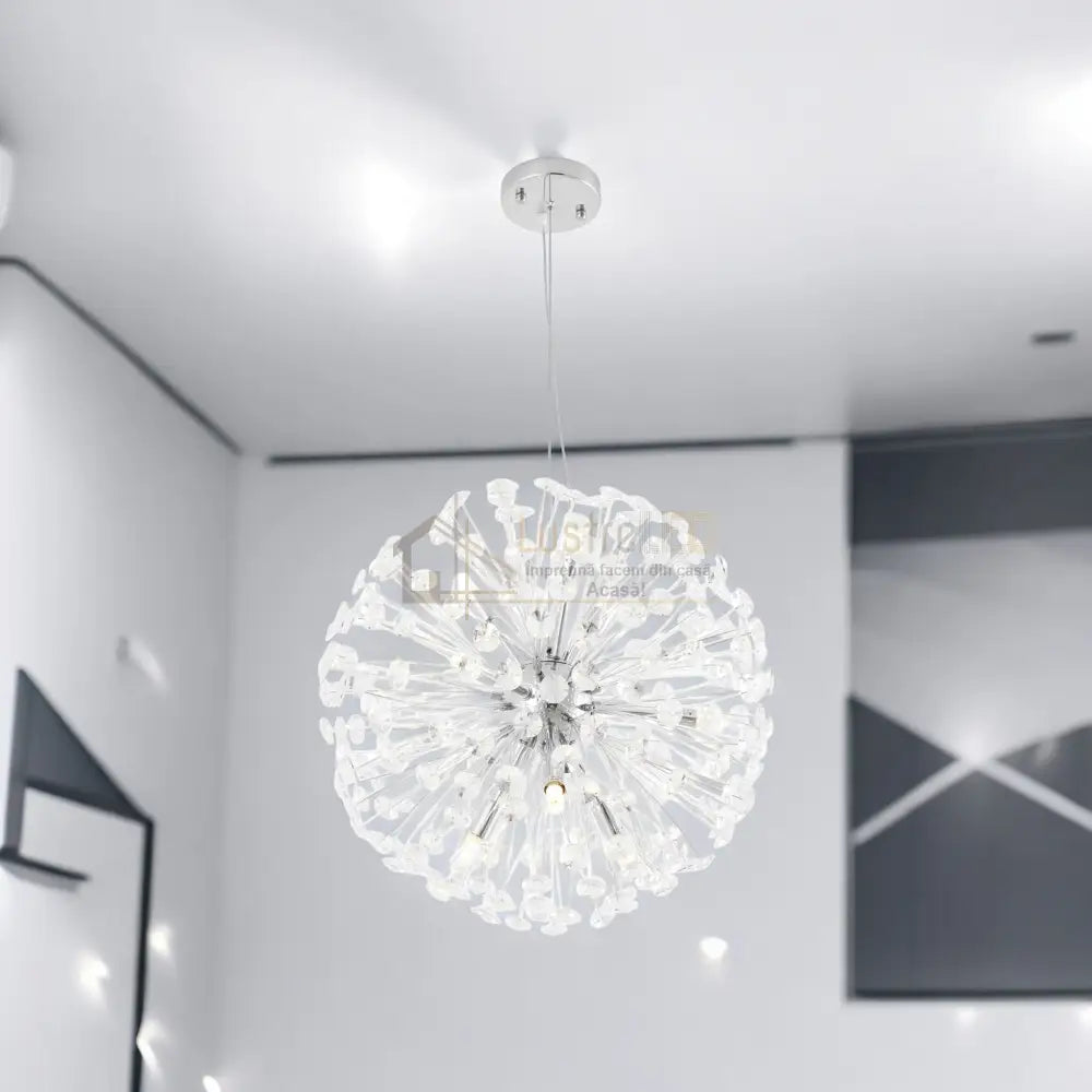 Lustra Suspendata Crystal Dandelion Silver Chandeliers