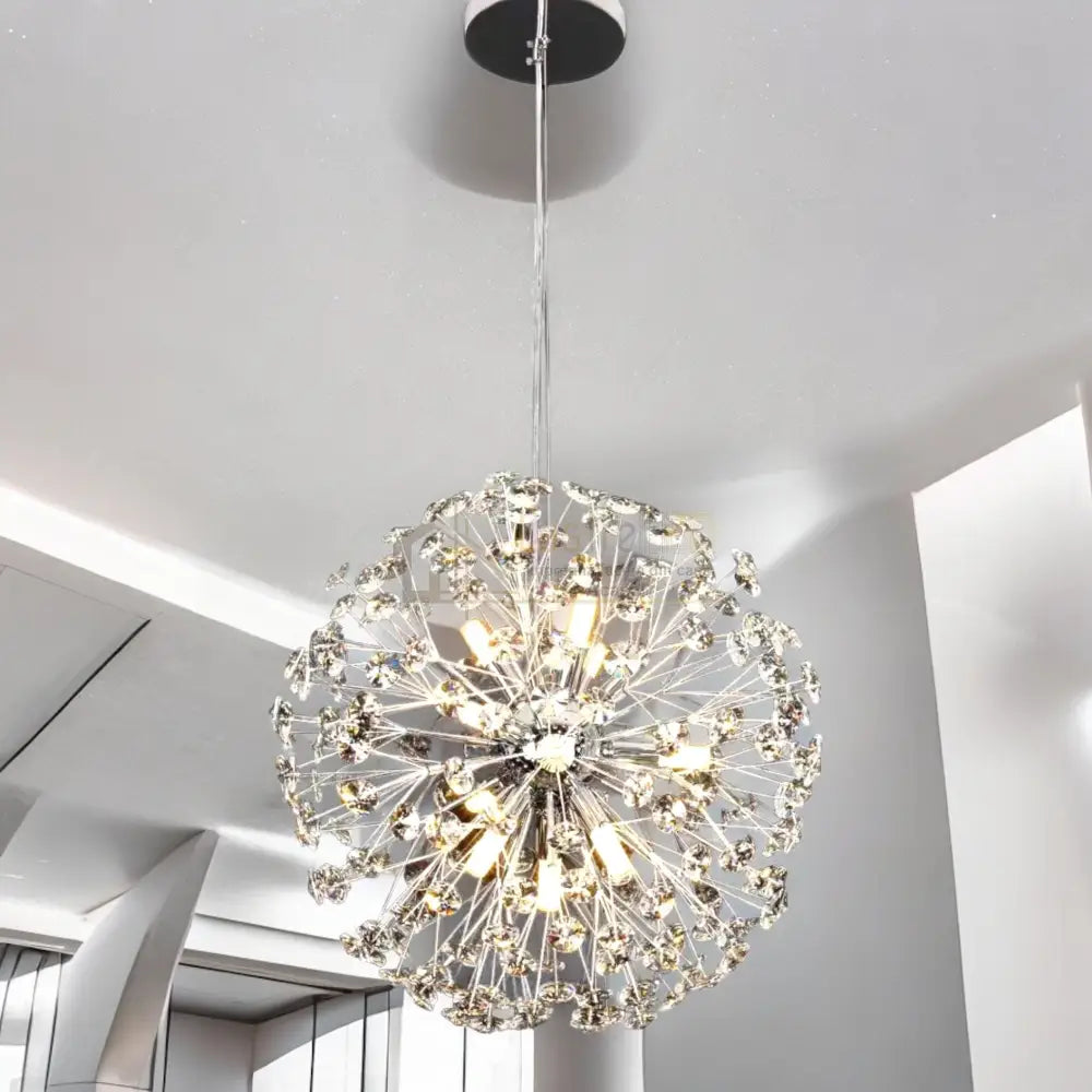 Lustra Suspendata Crystal Dandelion Silver Chandeliers