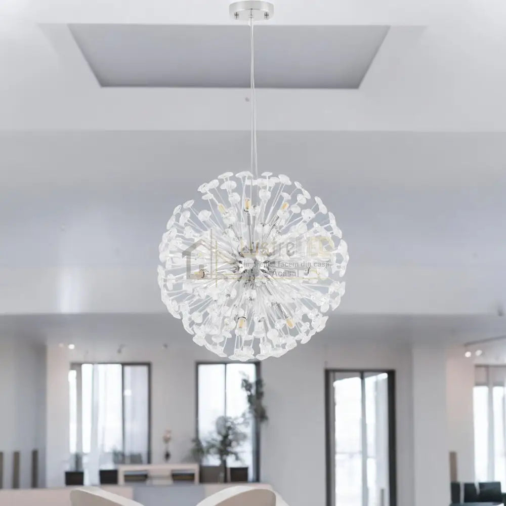 Lustra Suspendata Crystal Dandelion Silver Chandeliers