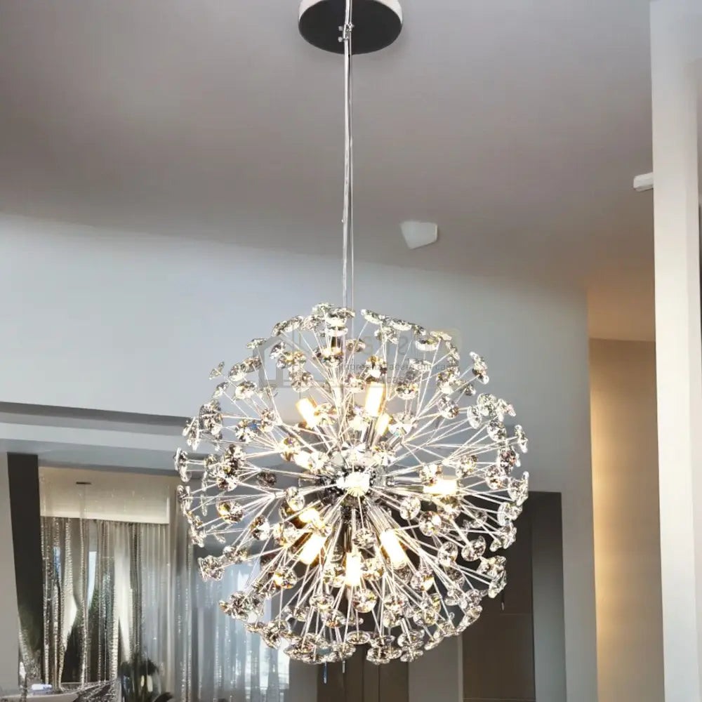 Lustra Suspendata Crystal Dandelion Silver Chandeliers