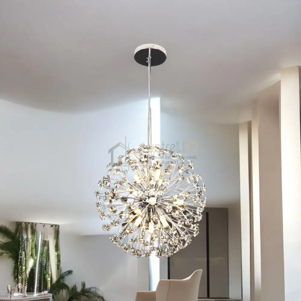 Lustra Suspendata Crystal Dandelion Silver Chandeliers