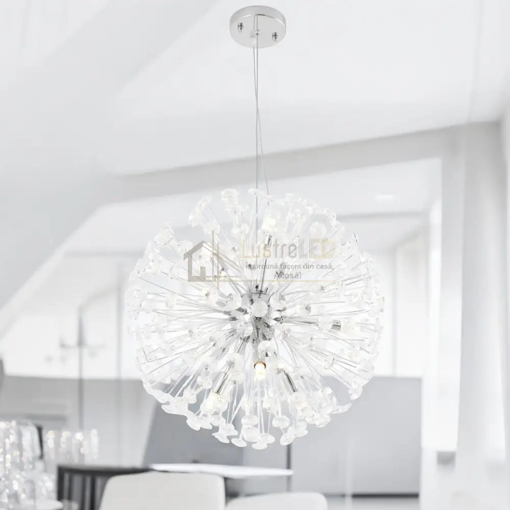 Lustra Suspendata Crystal Dandelion Silver Chandeliers