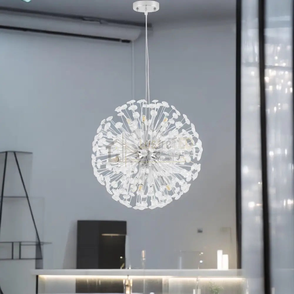 Lustra Suspendata Crystal Dandelion Silver Chandeliers