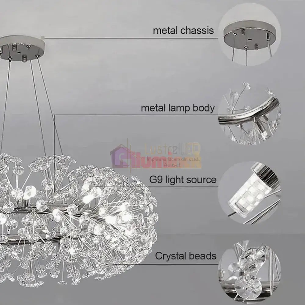 Lustra Suspendata Crystal Dandelion Silver XXL Lighting Fixtures