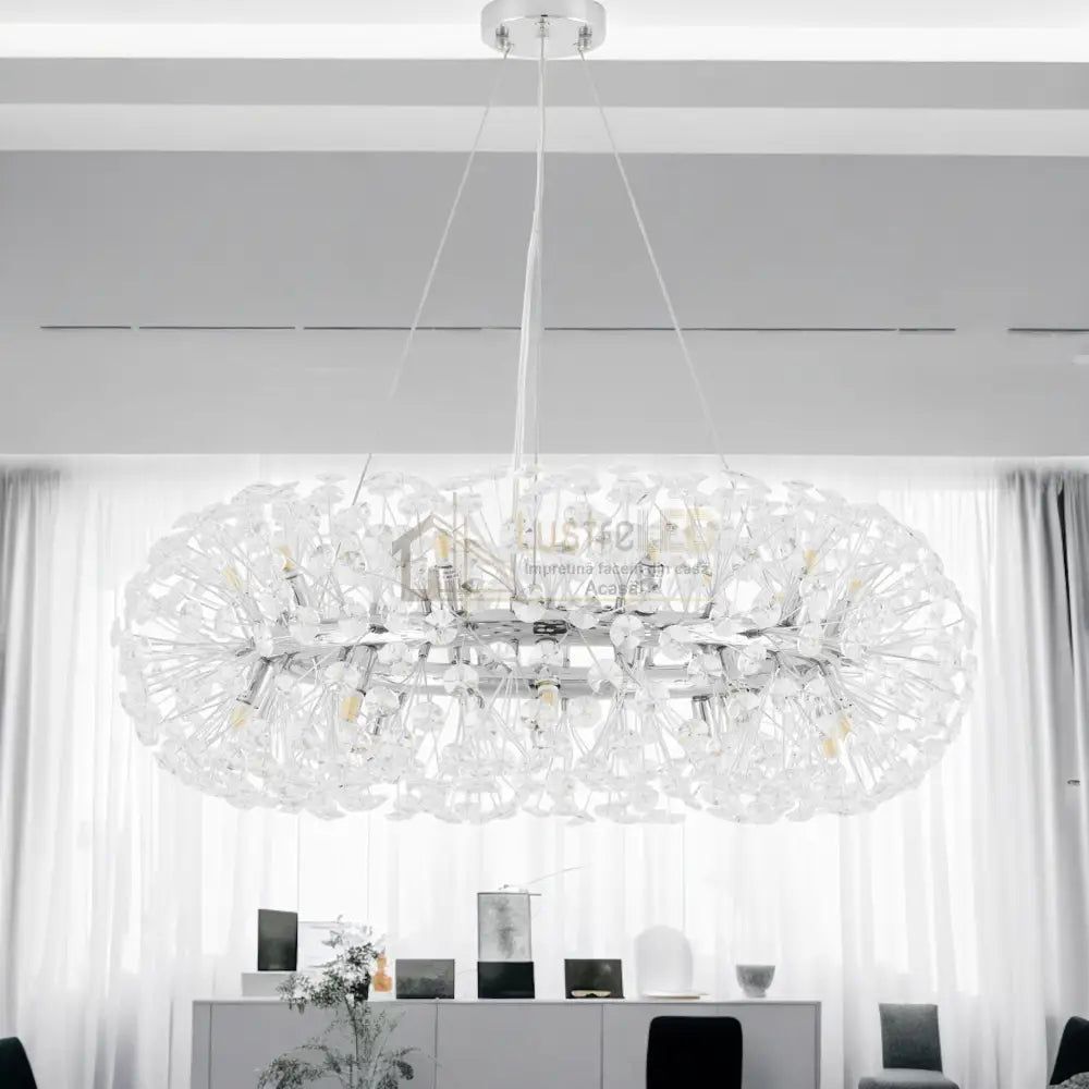 Lustra Suspendata Crystal Dandelion Silver Xxl Chandeliers