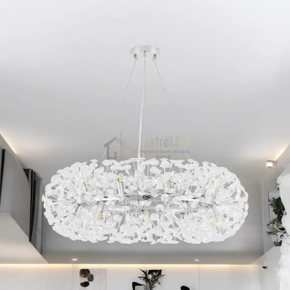 Lustra Suspendata Crystal Dandelion Silver Xxl Chandeliers