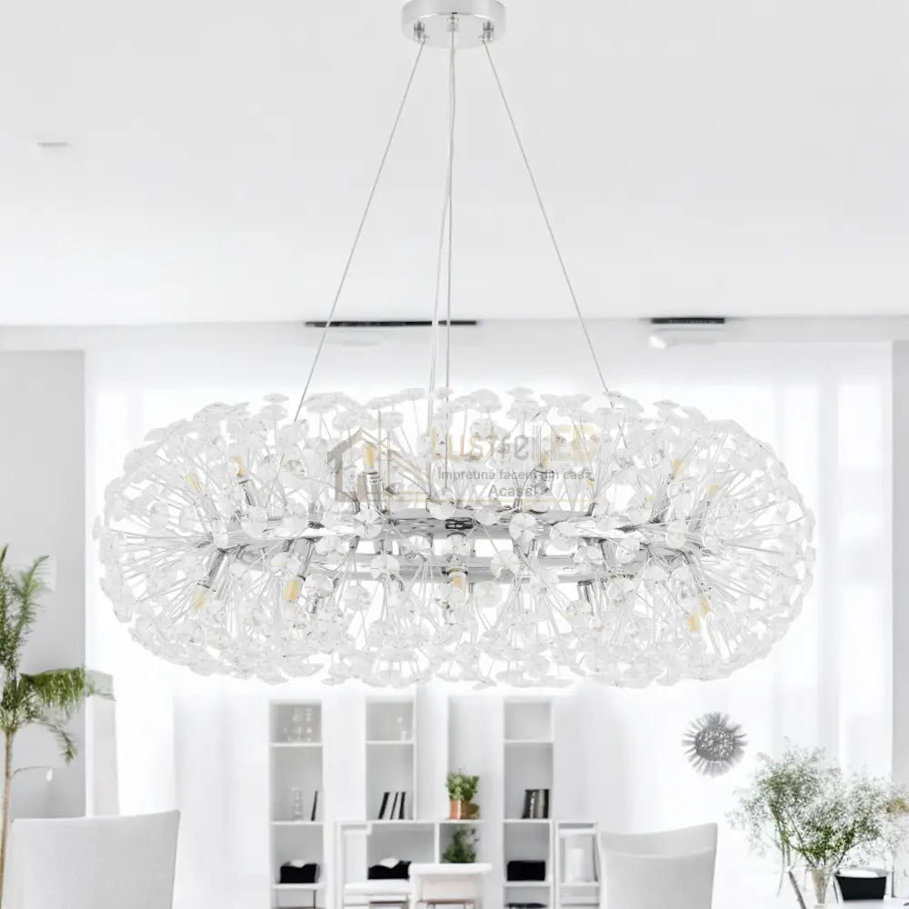 Lustra Suspendata Crystal Dandelion Silver Xxl Chandeliers