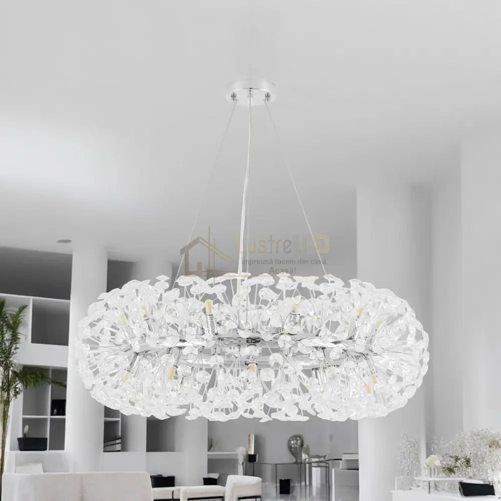 Lustra Suspendata Crystal Dandelion Silver Xxl Chandeliers