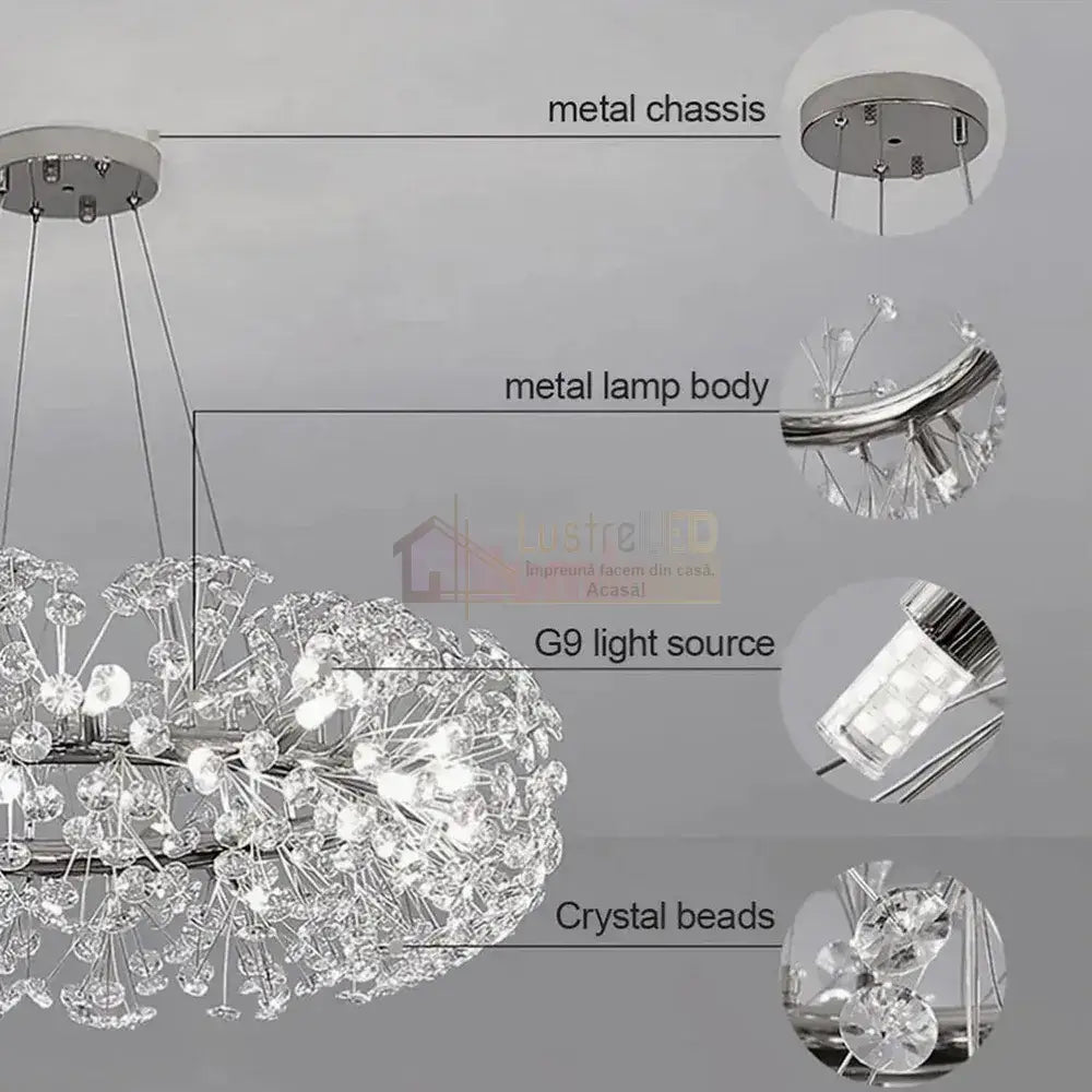 Lustra Suspendata Crystal Dandelion Silver XXL Lighting Fixtures