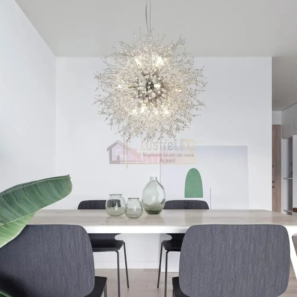Lustra Suspendata Crystal Sigma Silver Lighting Fixtures