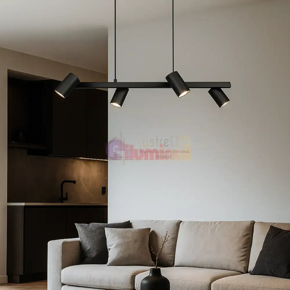 Lustra cu 4 Spoturi MARLEY Black lustreled.ro