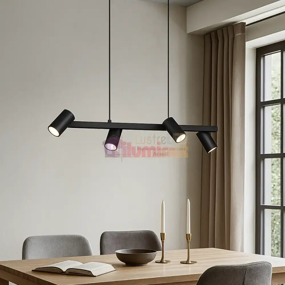 Lustra cu 4 Spoturi MARLEY Black lustreled.ro