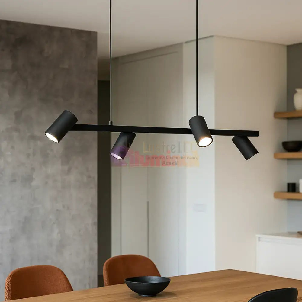 Lustra cu 4 Spoturi MARLEY Black lustreled.ro