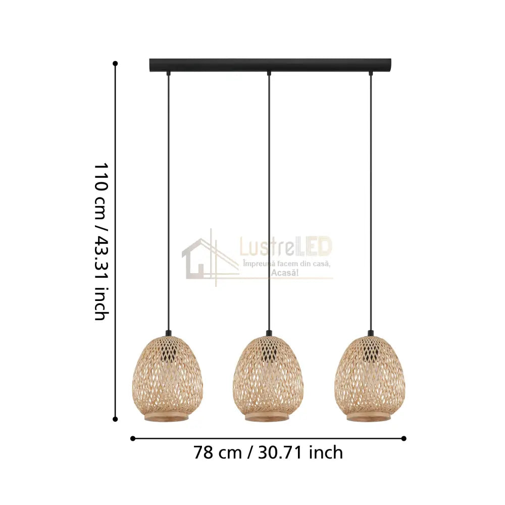 Lustra Suspendata DEMBLEBY Wood 110CM LEMN / SUSPENDATE / 110CM Chandeliers