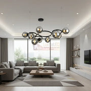 Lustra Suspendata DIONIS Circles Black Abajur Fumuriu 9xE27 Chandeliers