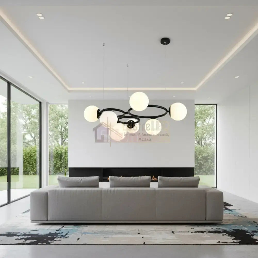Lustra Suspendata DIONIS Circles Black Abajur Mat 7xE27 Chandeliers