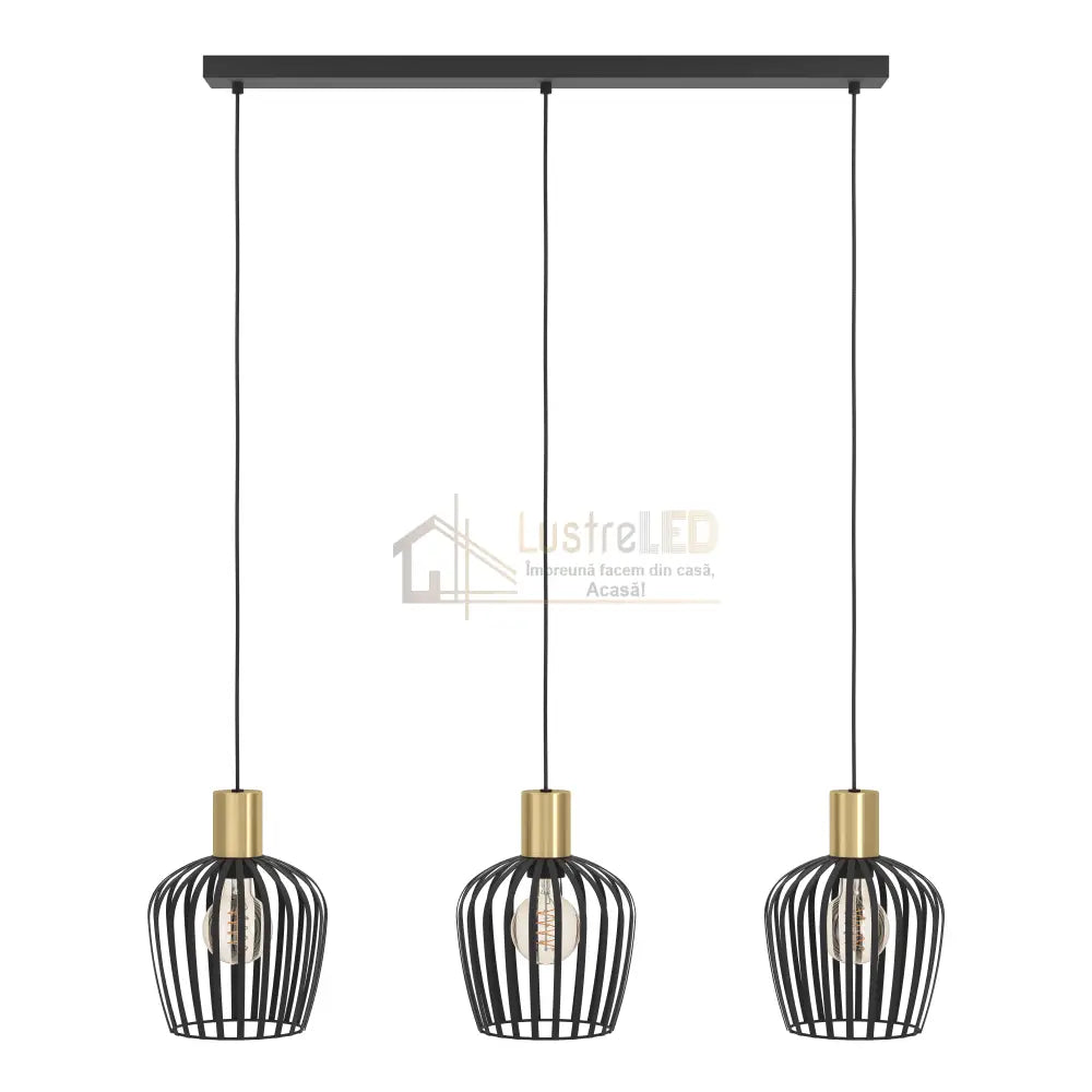 Lustra Suspendata EMPOLI Black & Gold 110CM NEGRU + AURIU / VINTAGE SI RETRO DESIGN / 110CM Chandeliers