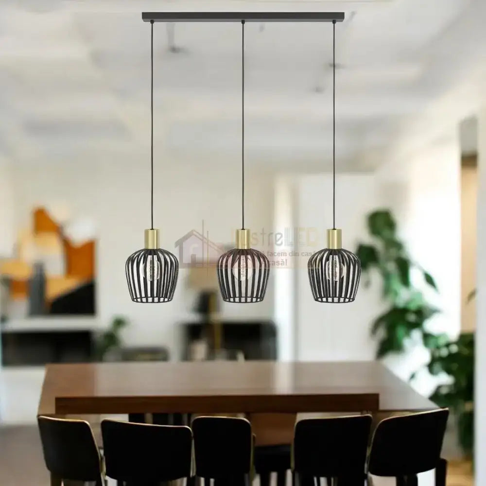 Lustra Suspendata EMPOLI Black & Gold 110CM NEGRU + AURIU / VINTAGE SI RETRO DESIGN / 110CM Chandeliers