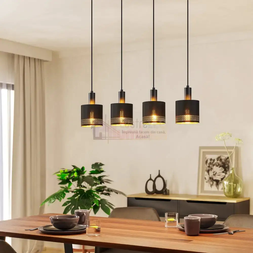 Lustra Suspendata ESTEPERRA Black & Gold 110CM NEAGRA / VINTAGE SI RETRO DESIGN / 110CM Chandeliers