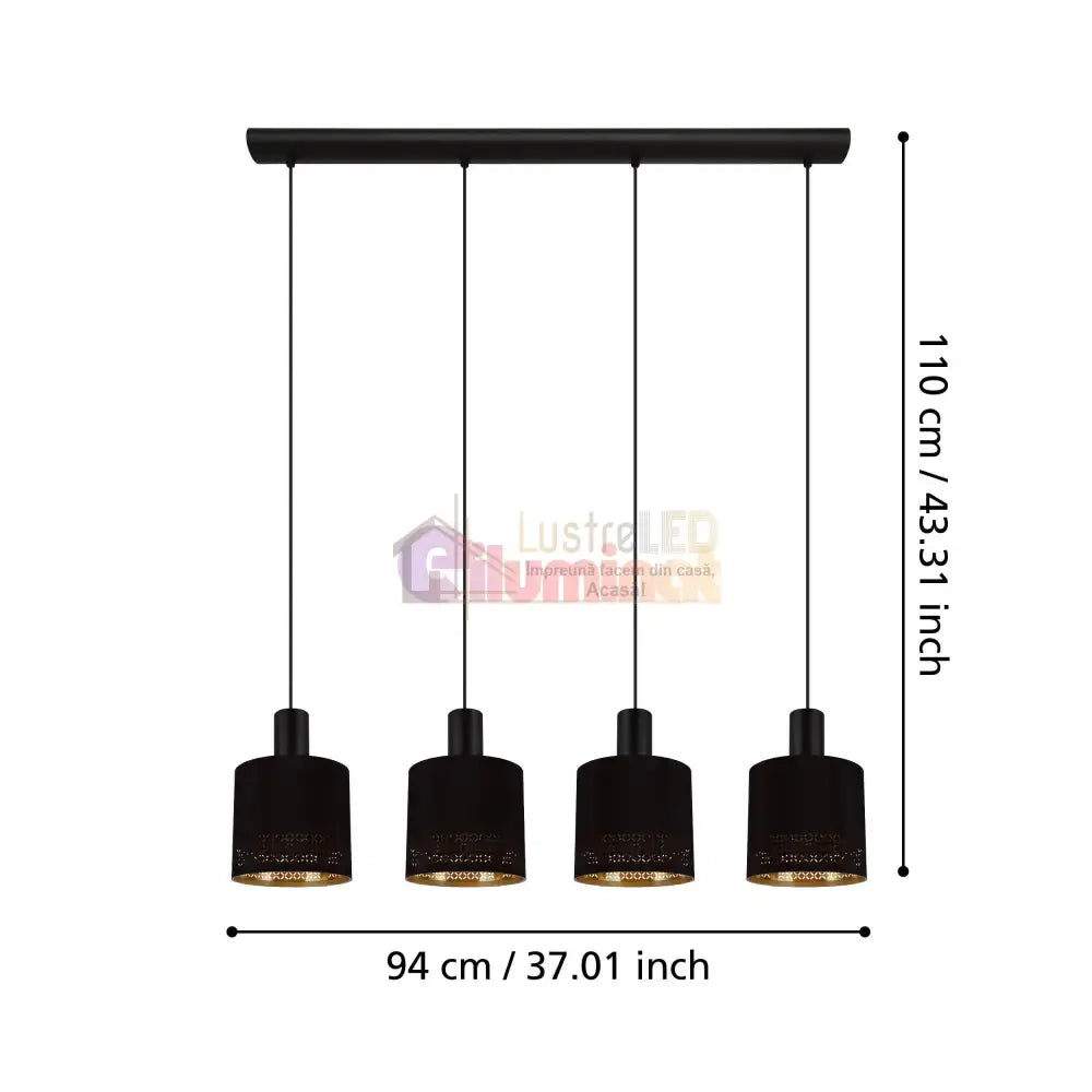 Lustra Suspendata ESTEPERRA Black & Gold 110CM NEAGRA / VINTAGE SI RETRO DESIGN / 110CM Chandeliers