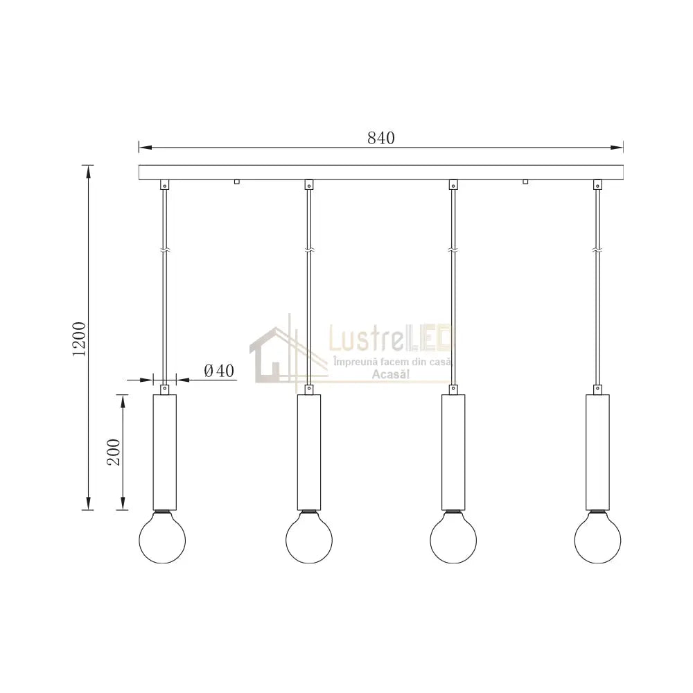 Lustra Suspendata Exquisite Golden Suport Liniar 4Xe27 Lighting Fixtures