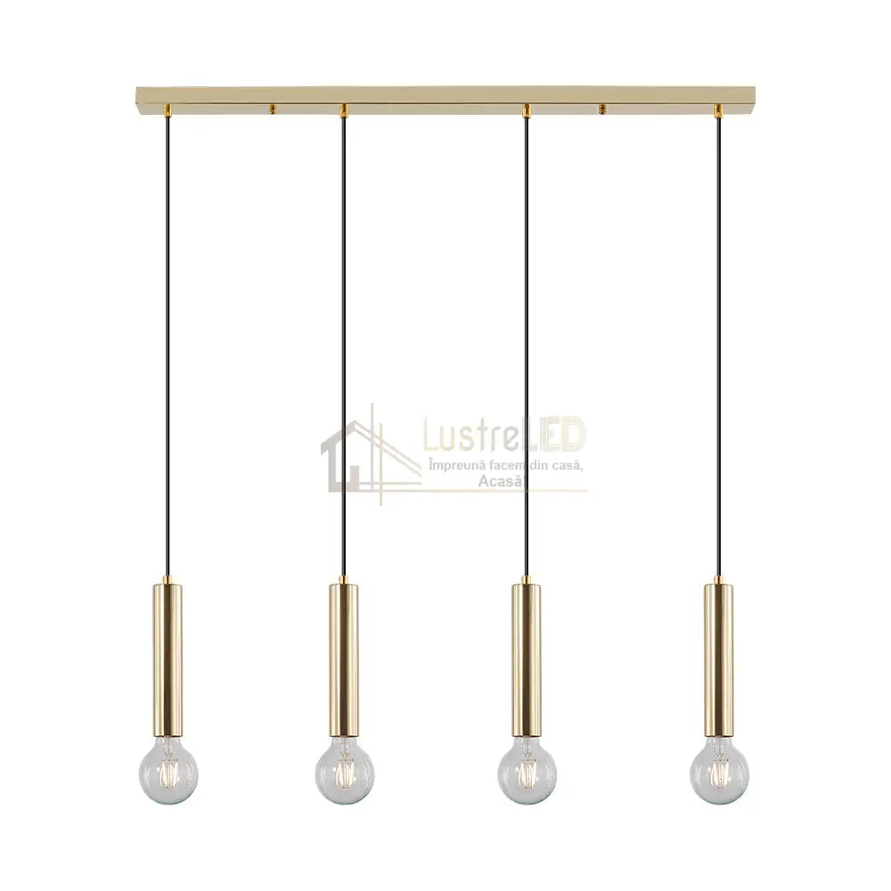 Lustra Suspendata Exquisite Golden Suport Liniar 4Xe27 Lighting Fixtures