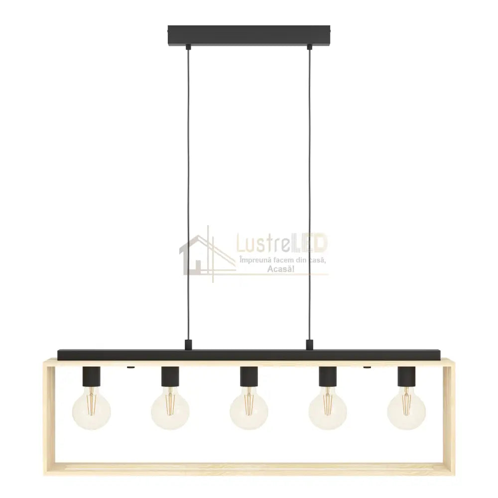 Lustra Suspendata FAMBOROUGH Black & Wood 100x16CM Chandeliers