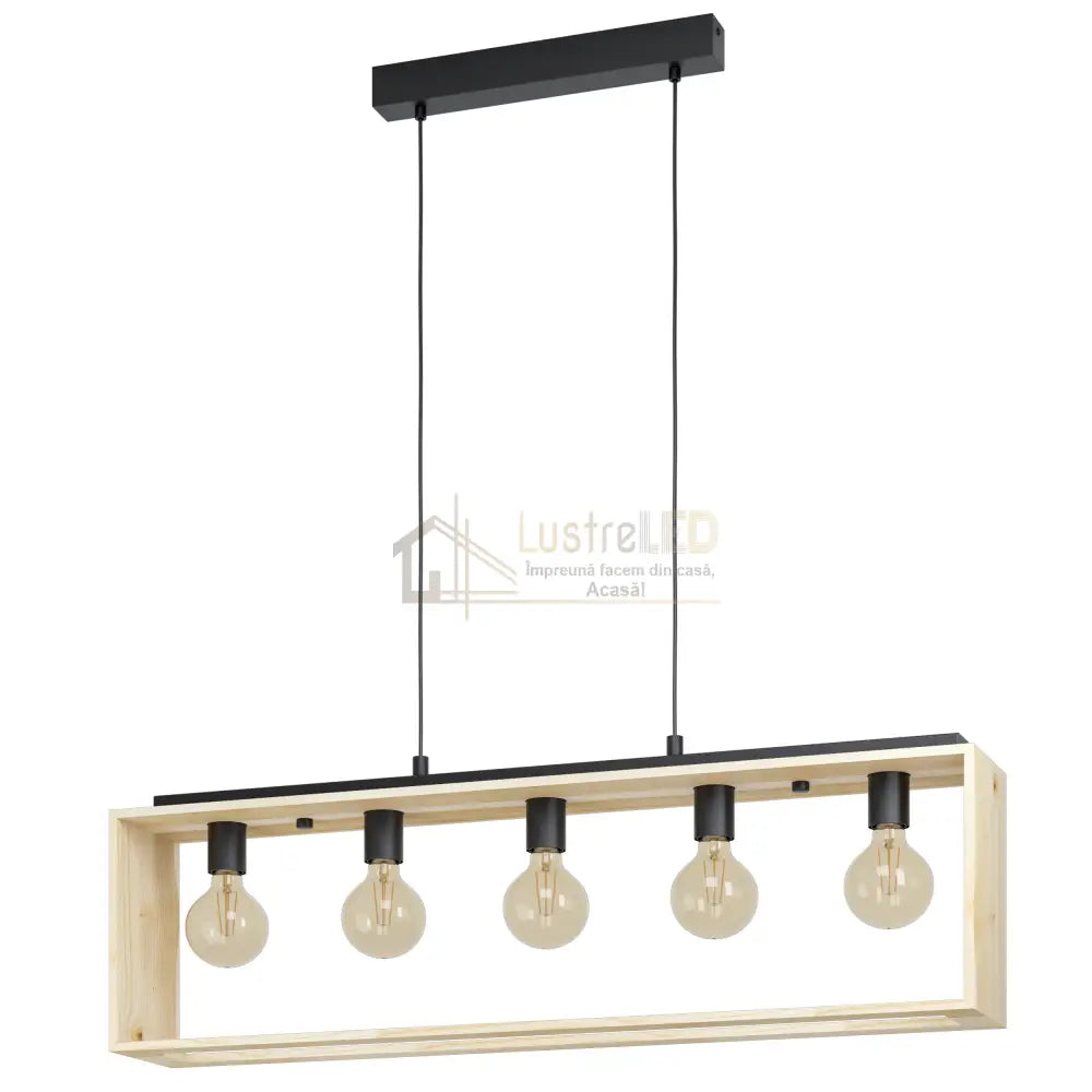 Lustra Suspendata FAMBOROUGH Black & Wood 100x16CM Chandeliers